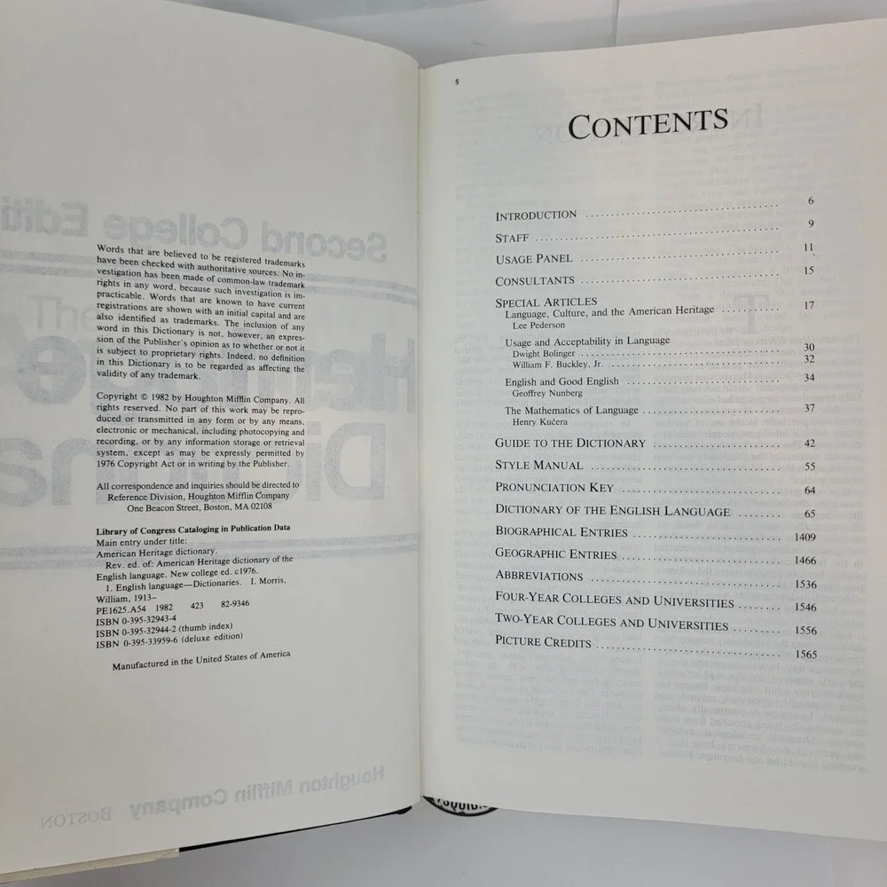 Houghton Mifflin American Heritage Dictionary Second College Edition Hardcover
